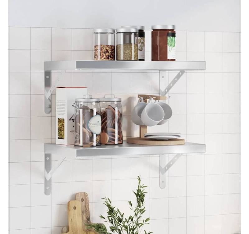 furnicato Wandregal Wandregale 2 Stk. 50x30 cm Silbern Edelstahl, 1-tlg. furnicato Wandregal Wandregale 2 Stk. 50x30 cm Silbern Edelstahl, 1-tlg. von furnicato