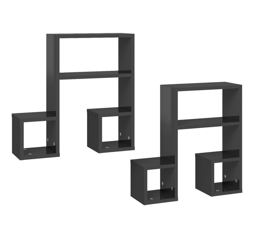 furnicato Wandregal Wandregale 2 Stk. Hochglanz-Grau 50x15x50 cm Holzwerkstoff, 2-tlg. von furnicato