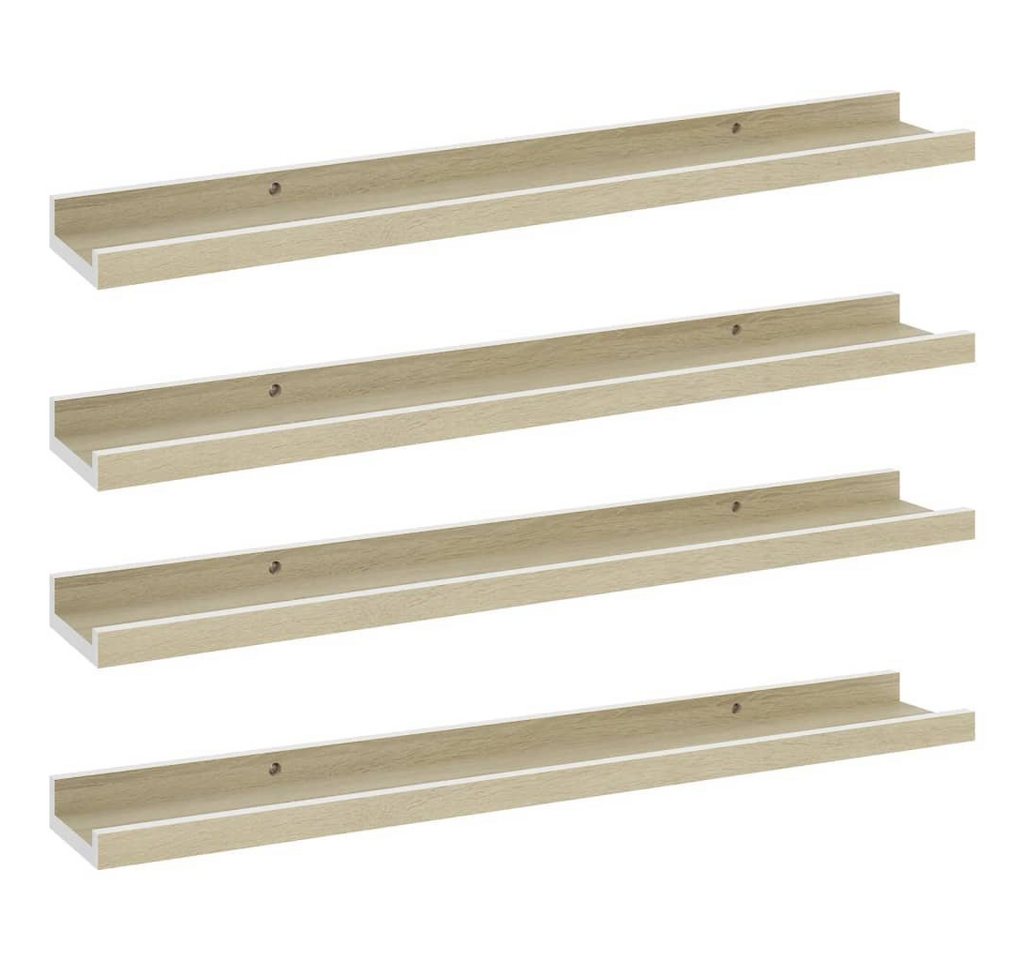 furnicato Wandregal Wandregale 4 Stk. Weiß und Sonoma-Eiche 40x9x3 cm, 4-tlg. von furnicato