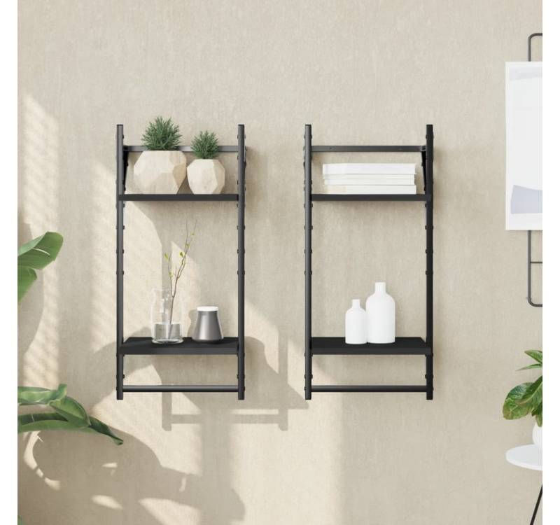 furnicato Wandregal Wandregale mit 2 Ablagen & Stangen 2 Stk. Schwarz 30x25x65 cm, 1-tlg. furnicato Wandregal Wandregale mit 2 Ablagen & Stangen 2 Stk. Schwarz 30x25x65 cm, 1-tlg. von furnicato
