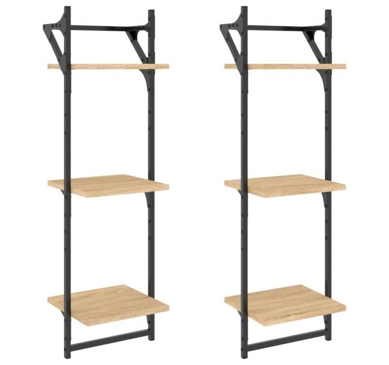 furnicato Wandregal Wandregale mit 3 Ablagen & Stangen 2 Stk. Sonoma Eiche, 2-tlg. furnicato Wandregal Wandregale mit 3 Ablagen & Stangen 2 Stk. Sonoma Eiche, 2-tlg. von furnicato