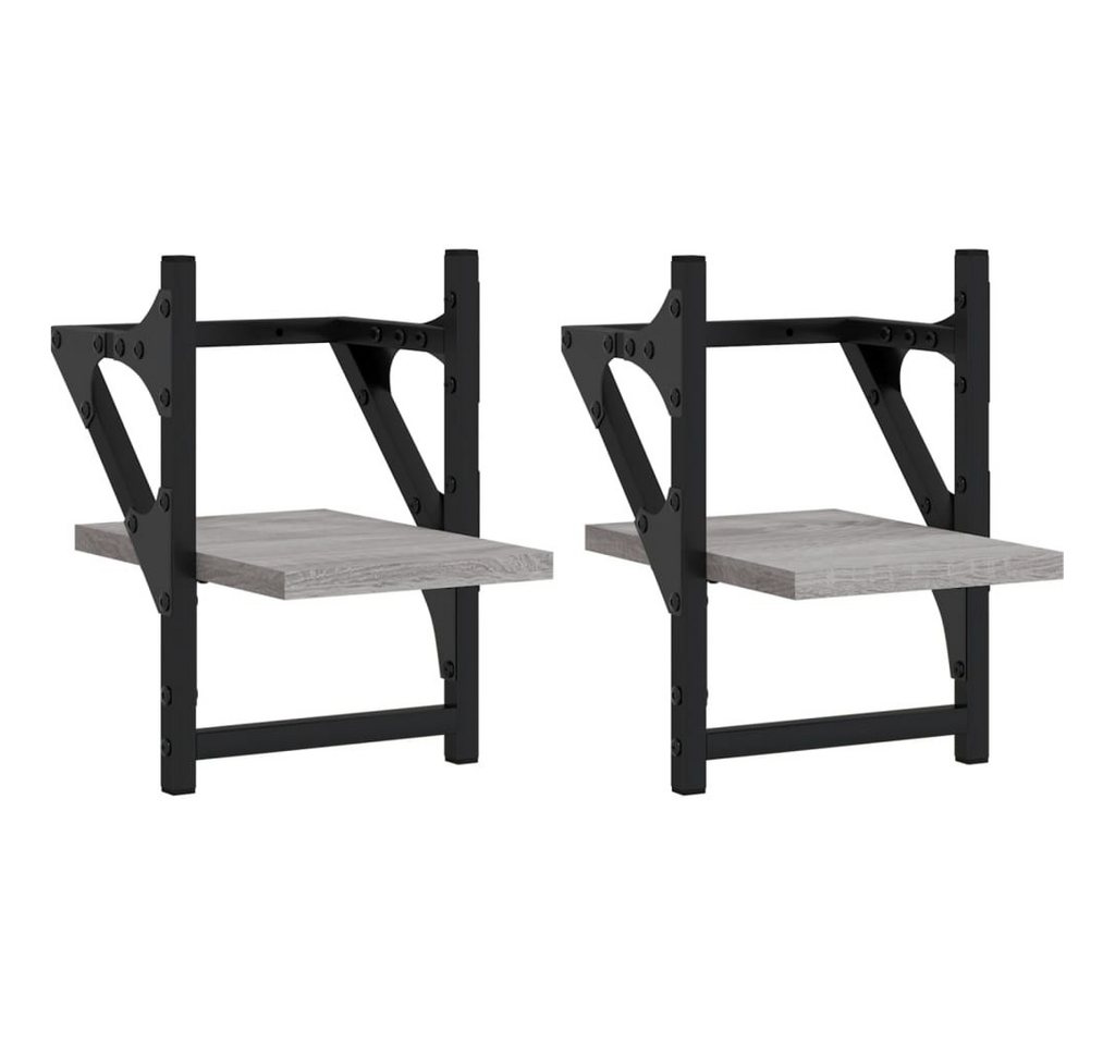 furnicato Wandregal Wandregale mit Stangen 2 Stk. Grau Sonoma 20x25x30 cm, 2-tlg. von furnicato
