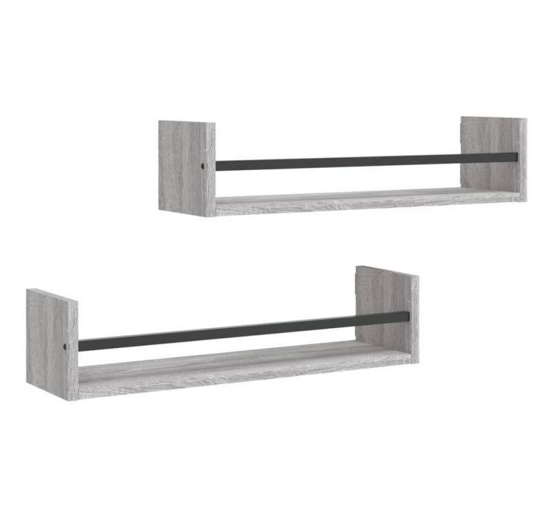 furnicato Wandregal Wandregale mit Stangen 2 Stk. Grau Sonoma 60x16x14 cm, 2-tlg. furnicato Wandregal Wandregale mit Stangen 2 Stk. Grau Sonoma 60x16x14 cm, 2-tlg. von furnicato