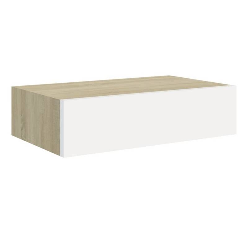furnicato Wandregal mit Schublade Eichen-Optik und Weiß 40x23,5x10 cm MDF, 1-tlg. von furnicato