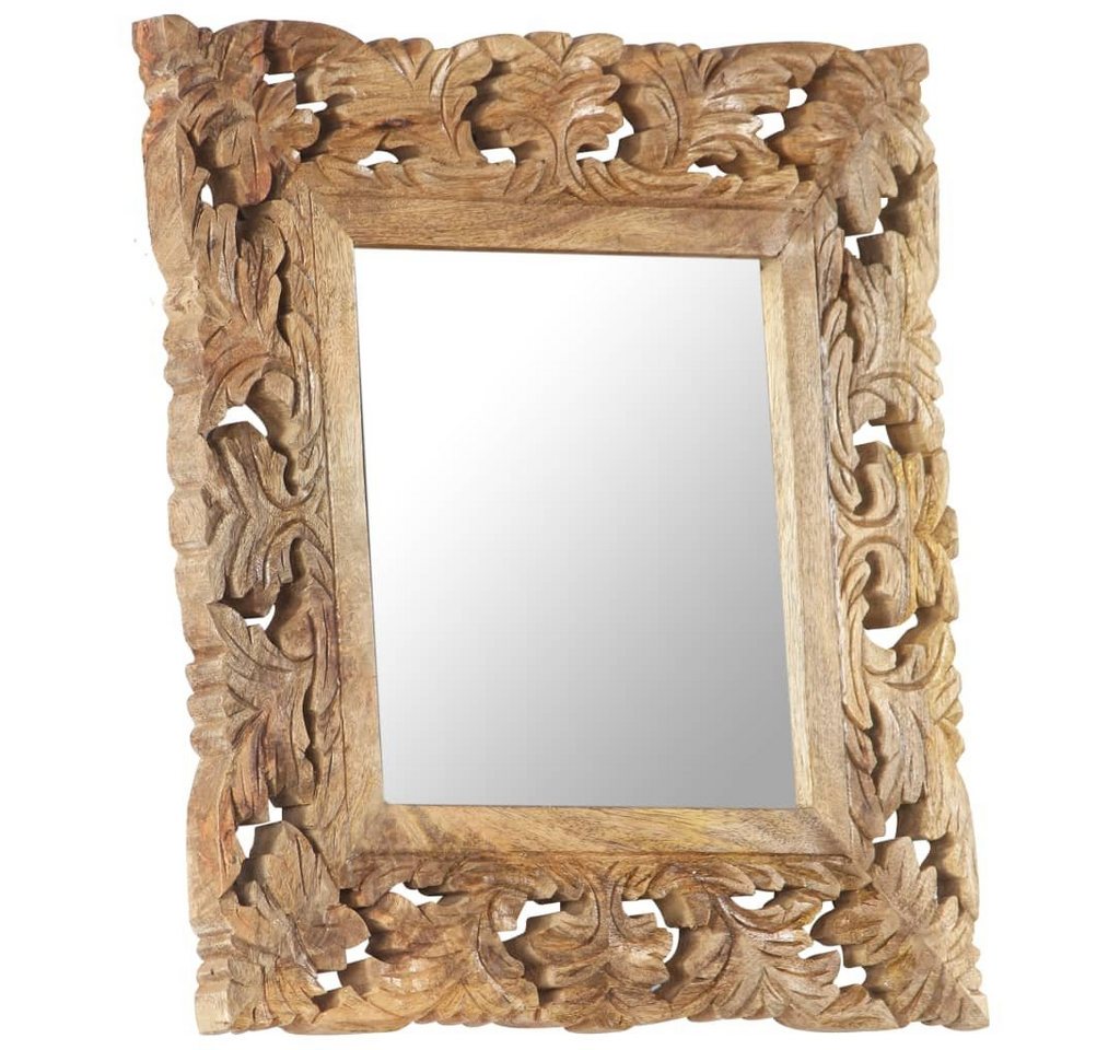 furnicato Wandspiegel Spiegel Handgeschnitzt Braun 50x50 cm Massivholz (1-St) von furnicato