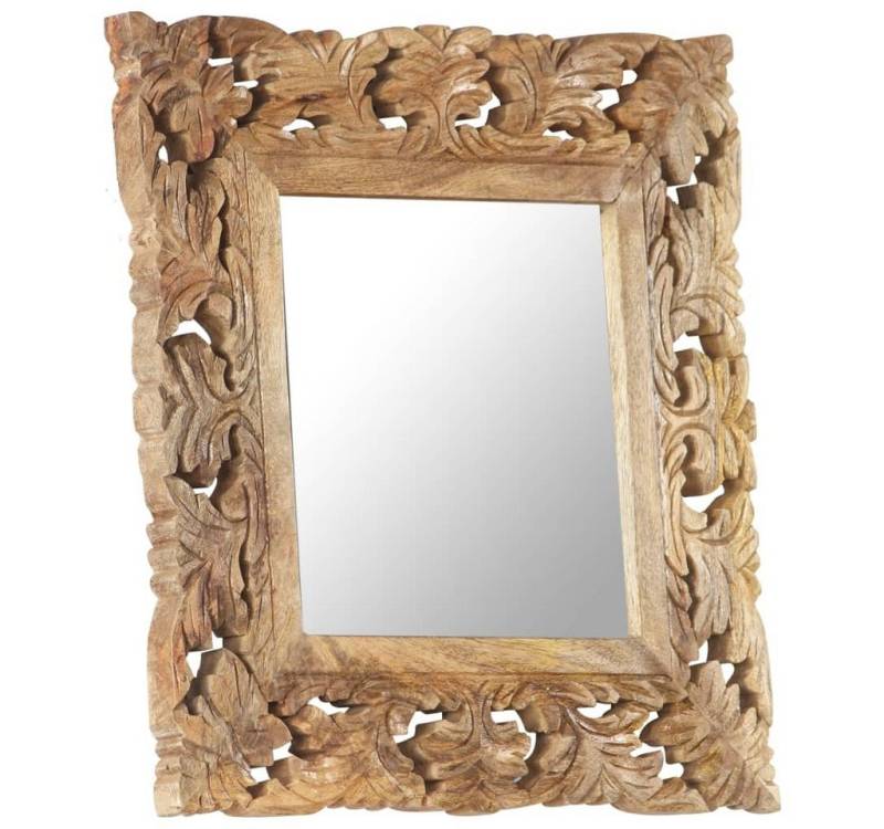 furnicato Wandspiegel Spiegel Handgeschnitzt Braun 50x50 cm Massivholz (1-St) von furnicato