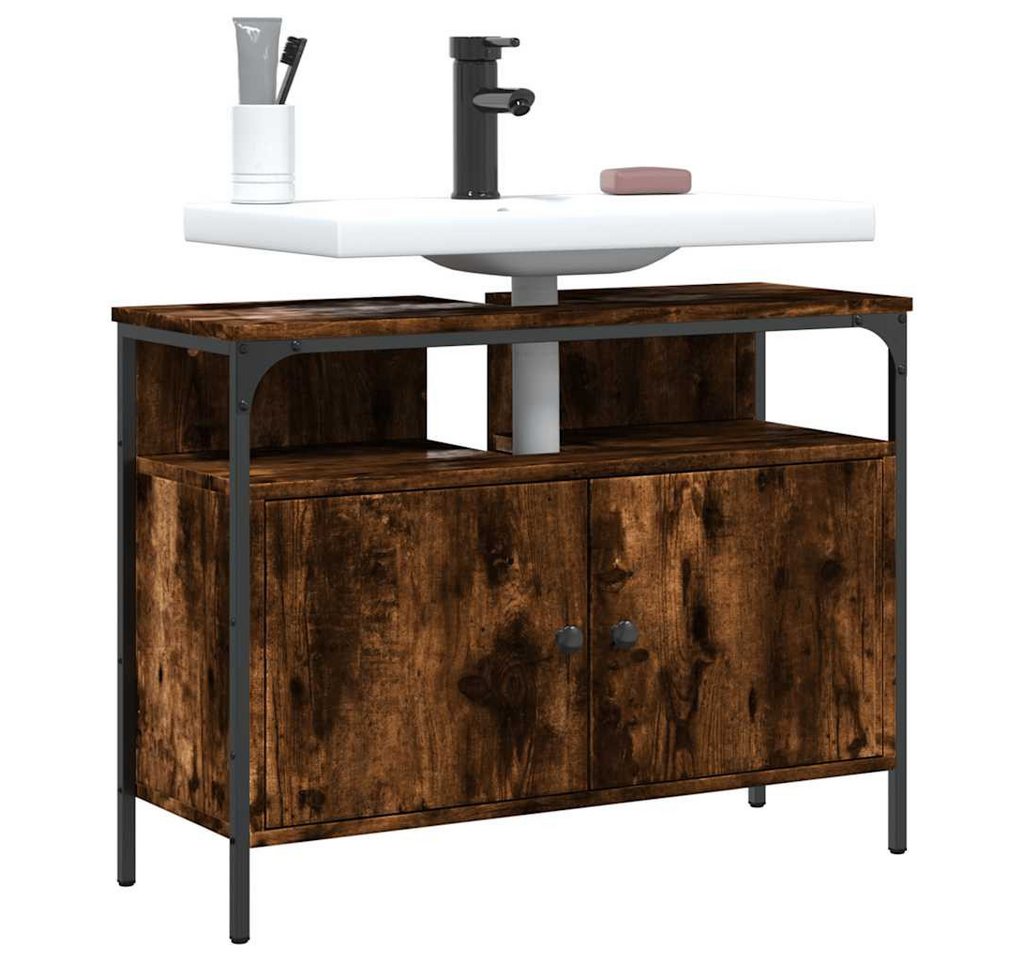 furnicato Waschbeckenschrank Waschbeckenunterschrank Räuchereiche 80x30x60 cm Holzwerkstoff von furnicato