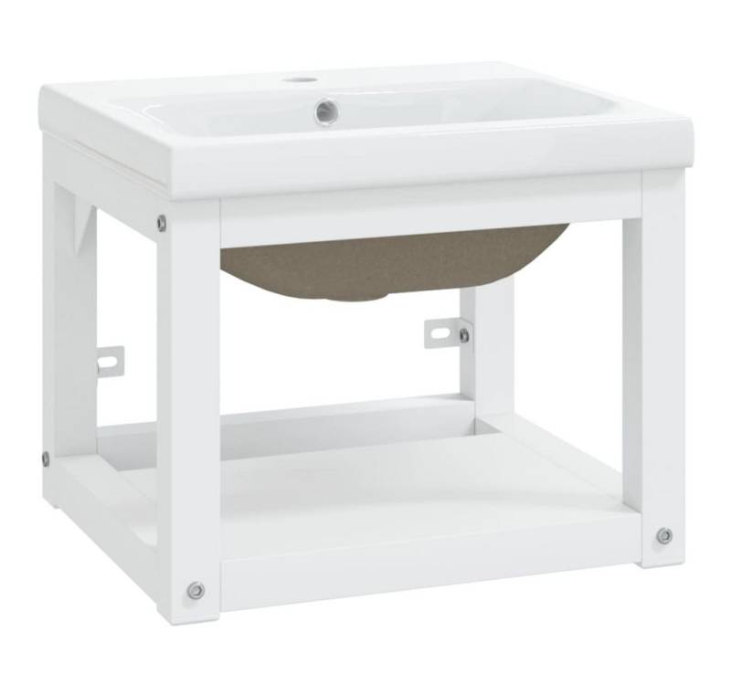 furnicato Waschtisch Badezimmer-Waschtischgestell mit Waschbecken Weiß Eisen von furnicato