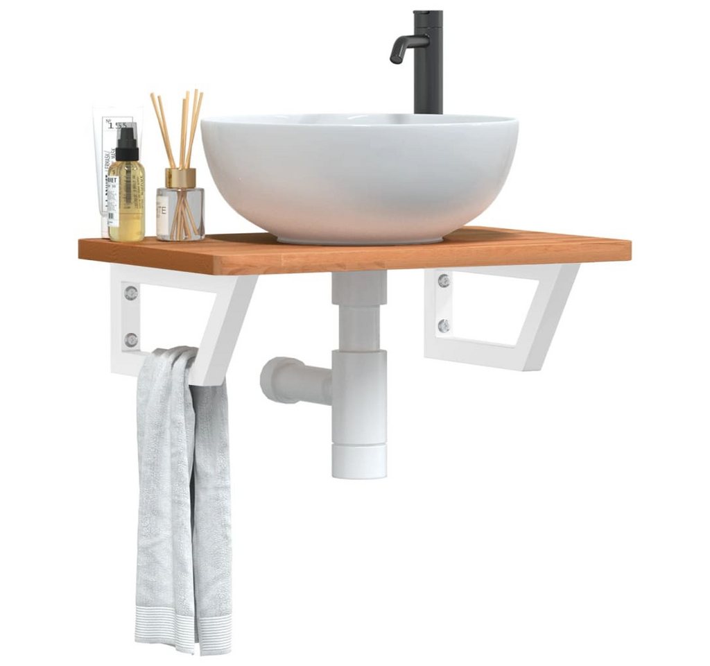 furnicato Waschtisch Waschbeckenregal Wandmontage Stahl und Massivholz Buche furnicato Waschtisch Waschbeckenregal Wandmontage Stahl und Massivholz Buche von furnicato