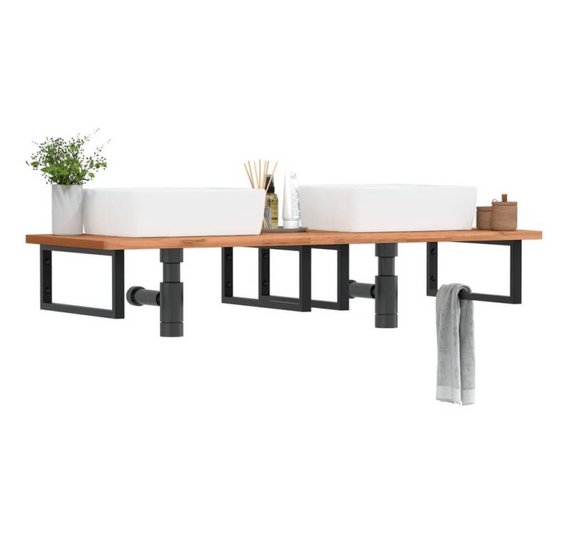 furnicato Waschtisch Waschbeckenregal Wandmontage Stahl und Massivholz Buche furnicato Waschtisch Waschbeckenregal Wandmontage Stahl und Massivholz Buche von furnicato