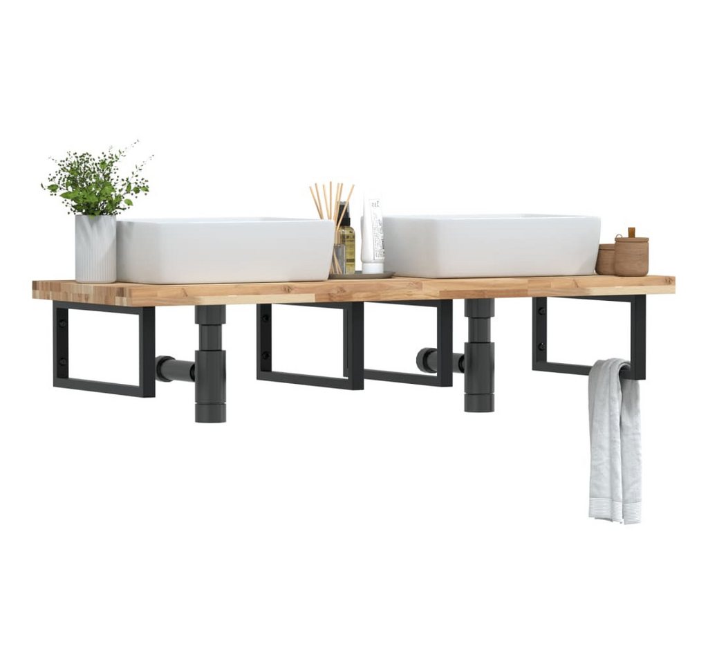 furnicato Waschtisch Waschbeckenregal Wandmontage Stahl und Massivholz furnicato Waschtisch Waschbeckenregal Wandmontage Stahl und Massivholz von furnicato