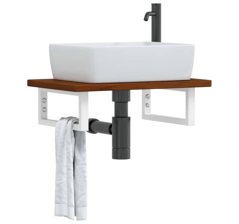 furnicato Waschtisch Waschtischplatte mit Halterung Stahl und Massivholz Eiche von furnicato