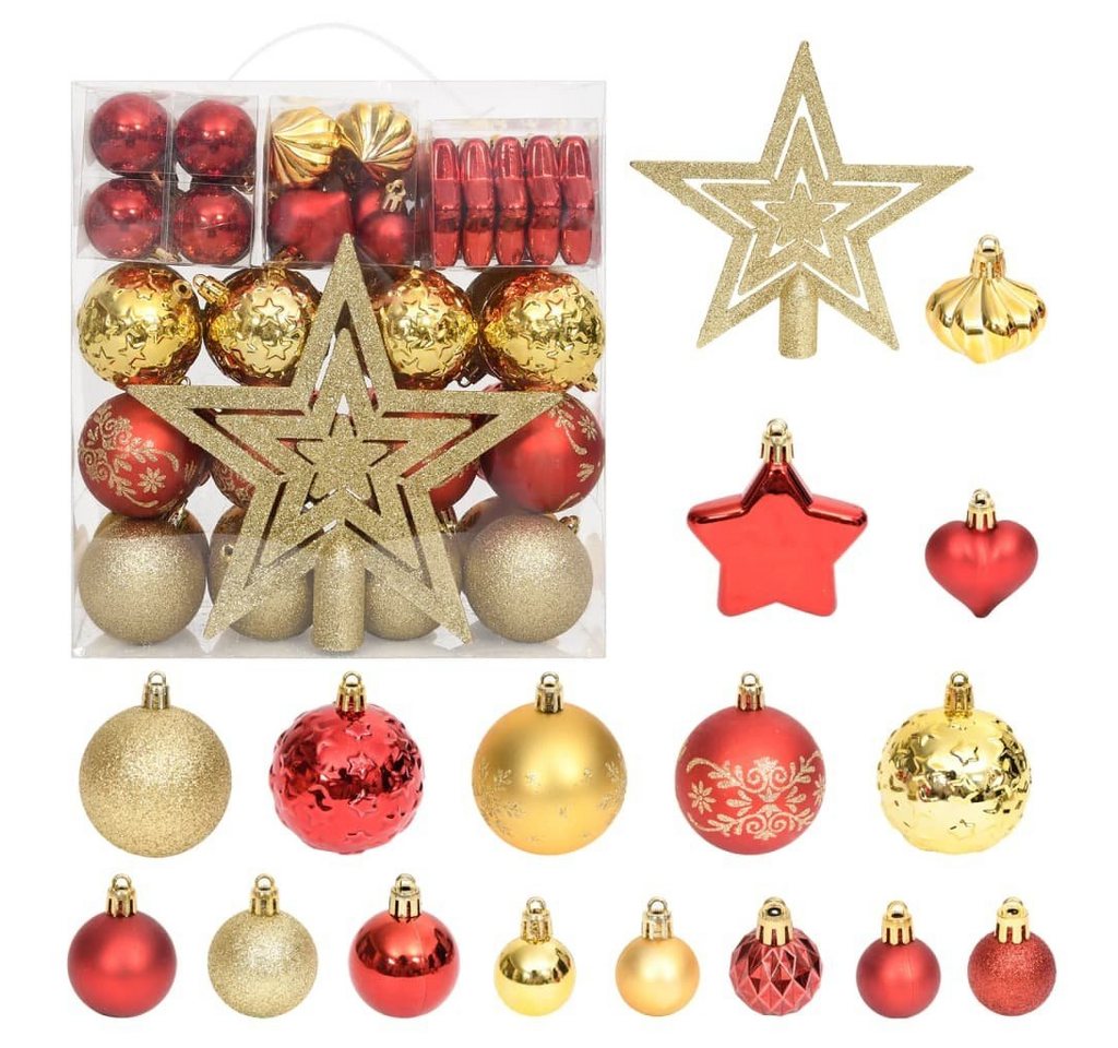 furnicato Weihnachtsbaumkugel 70-tlg. Weihnachtskugel-Set Golden und Rot von furnicato