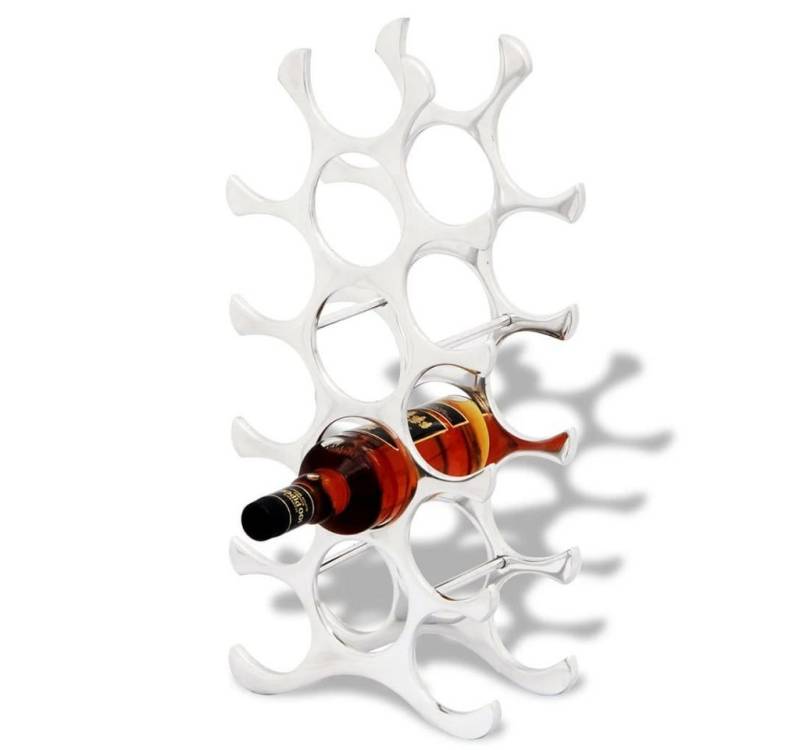 furnicato Weinregal Flaschenregal für 15 Flaschen Silbern Aluminium, 1-tlg. von furnicato