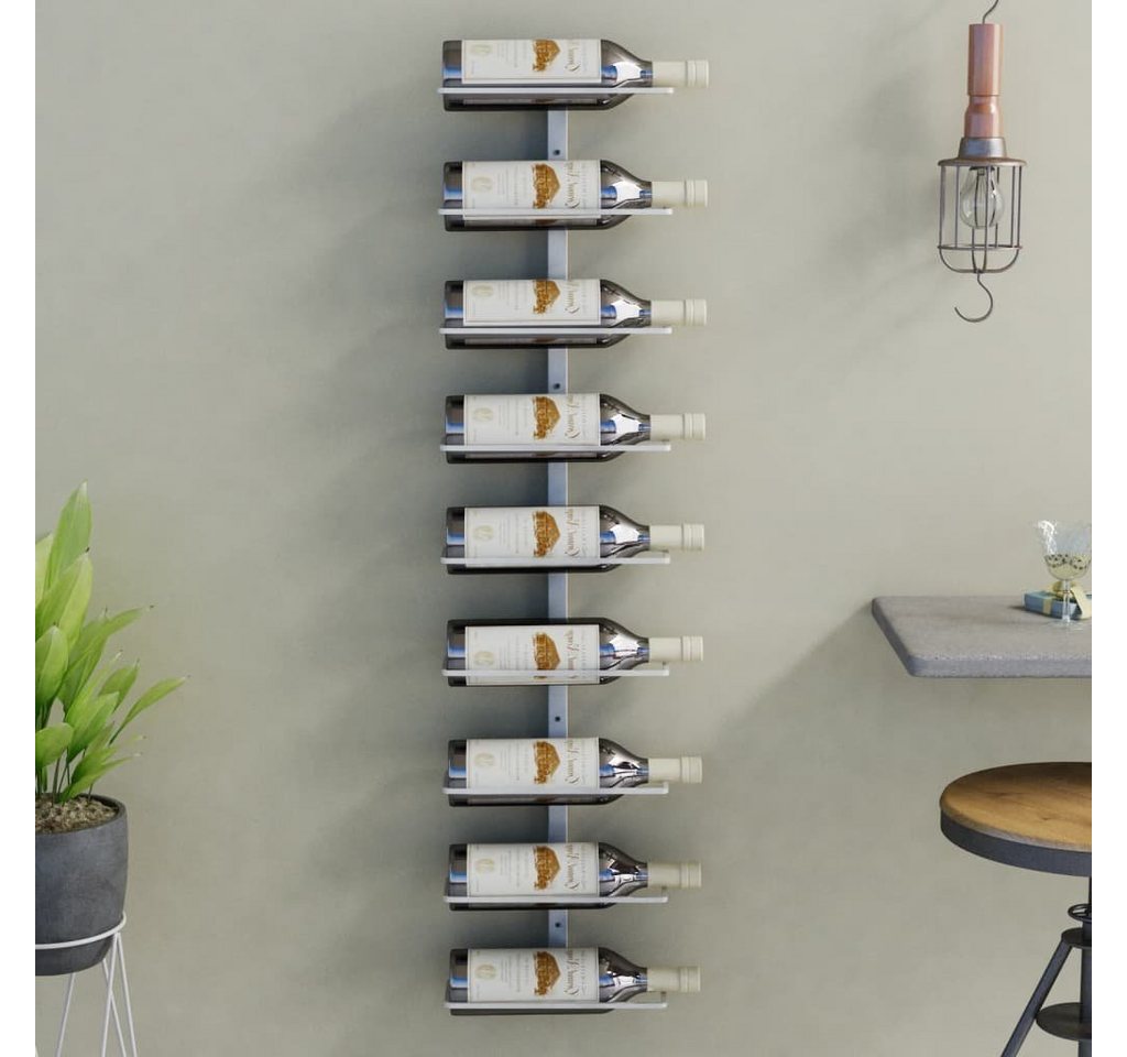furnicato Weinregal Wand-für 9 Flaschen Weiß Eisen von furnicato