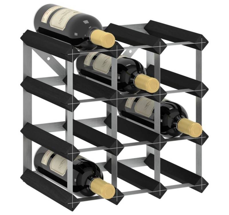 furnicato Weinregal für 12 Flaschen Schwarz Massivholz Kiefer, 1-tlg. von furnicato