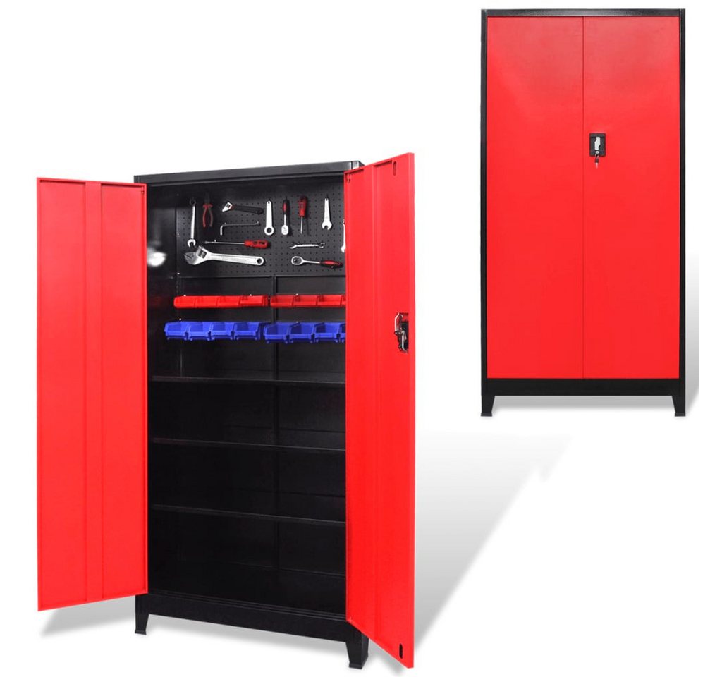 furnicato Werkzeugschrank mit 2 Türen Stahl 90x40x180 cm Schwarz/Rot furnicato Werkzeugschrank mit 2 Türen Stahl 90x40x180 cm Schwarz/Rot von furnicato