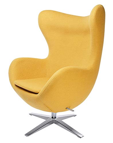 furnigo | Designer Sessel in Ei Form, Reproduktion, Zeitlos, Viele Farben, Wollstoff Gelb (Senf) von furnigo