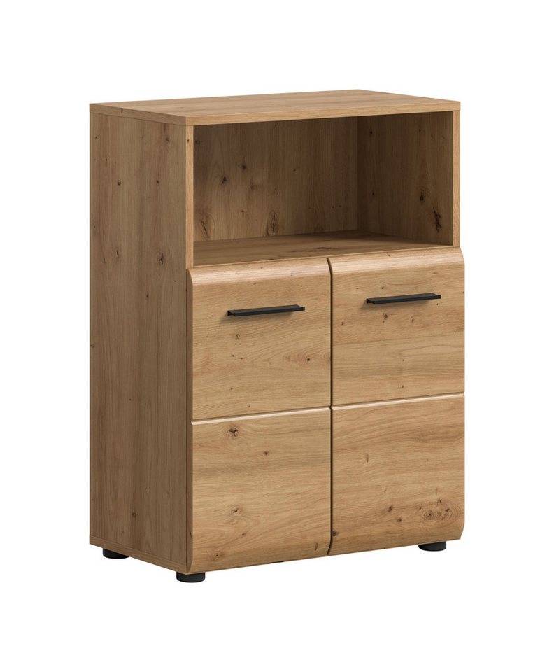 furnling Badkommode Standschrank Ivy, Midikommode mit 2 Türen & offenem Fach, MDF Front, Stauraumschrank Bad von furnling