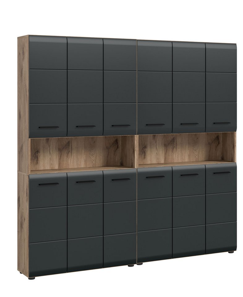 furnling Badmöbel-Set Ivy, (2-St., aus 2x Mehrzweckschrank), 2 offene Fächer, 12 Türen, 24 Fächer, Badschrank, Breite 180 cm von furnling