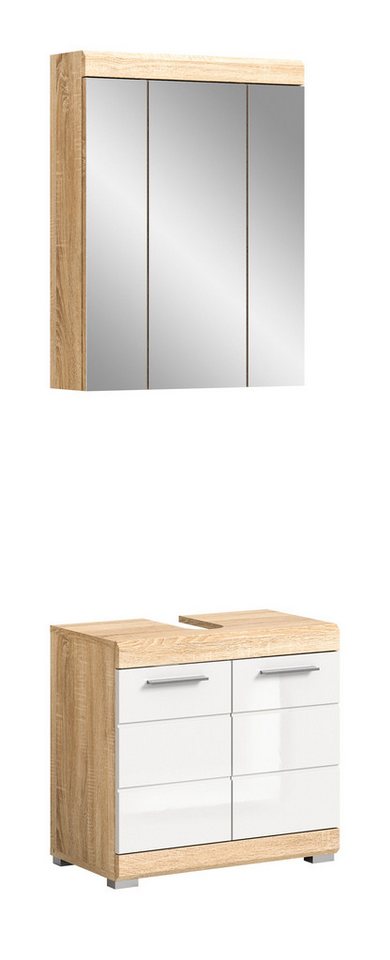furnling Badmöbel-Set Scott, (2-St., bestehend aus Spiegelschrank und Waschbeckenunterschrank), Badmöbel, Badezimmermöbel, Komplett-Set, modern, Breite 60 cm von furnling