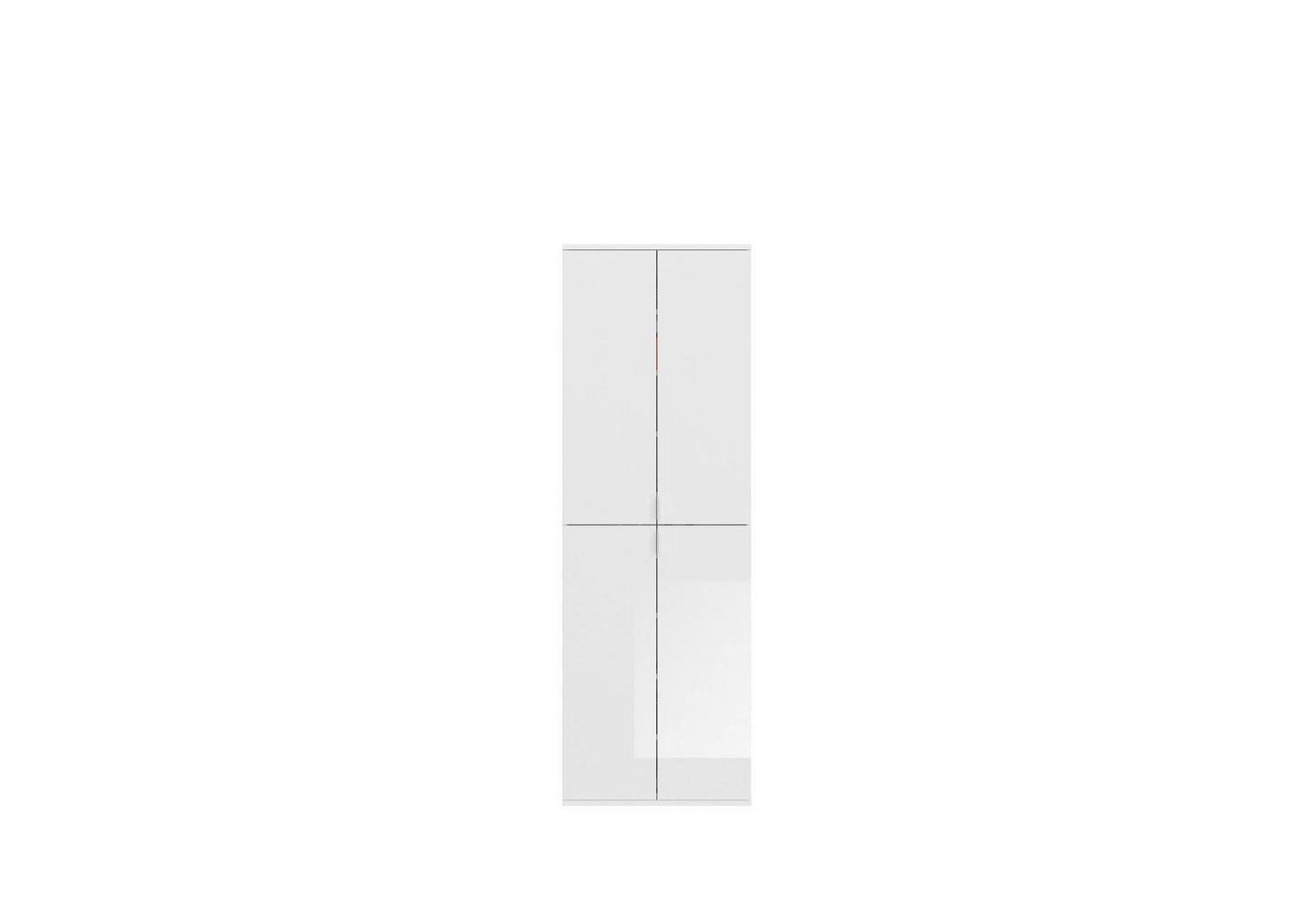 furnling Garderobenschrank Professor 61 x 193 x 34 cm in Hochglanz weiß mit 4 Türen, Garderobe Schrank von furnling