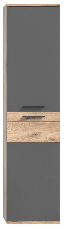 furnling Hängeschrank Moskau 37 x 152 x 24 cm, Eiche/Grau, mit Softclose-Funktion von furnling