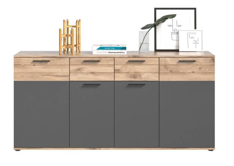 furnling Kommode Moskau, 180 x 87 x 40 cm, in Eiche/Grau mit Softclose-Funktion, Sideboard von furnling