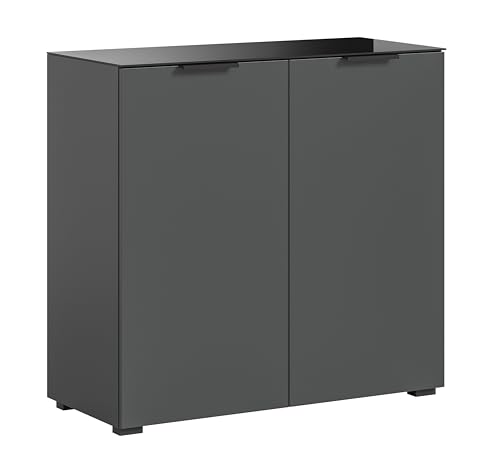 furnling Kommode Raya, Sideboard, 2 Fächern, 2 Türen, mit Glasabsetzung, foliert, Breite 90 cm, anthrazit furnling Kommode Raya, Sideboard, 2 Fächern, 2 Türen, mit Glasabsetzung, foliert, Breite 90 cm, anthrazit von furnling