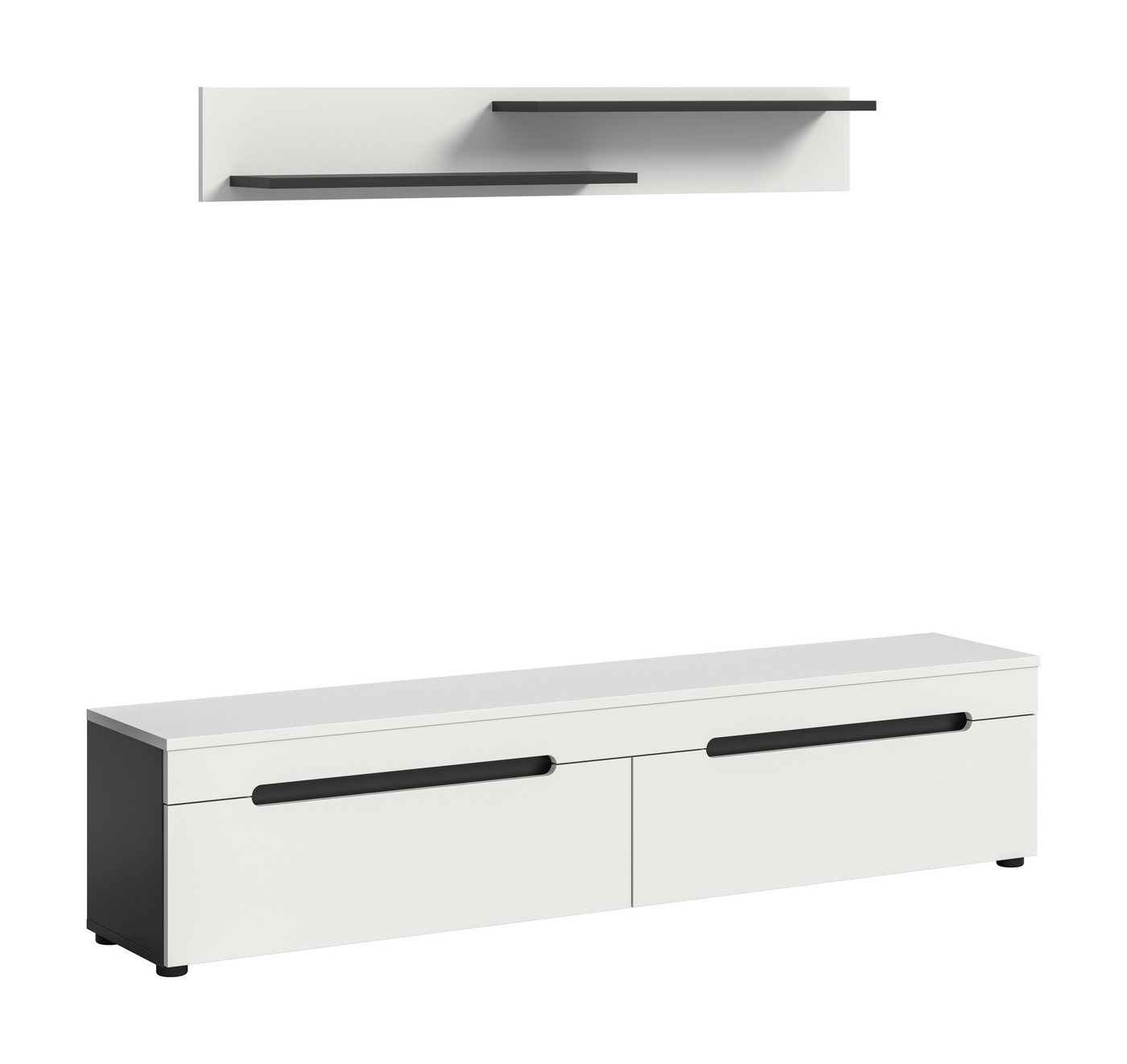 furnling Lowboard Cano (2 St., mit Wandboard), TV Schrank, TV Element, Breite 170 cm, Basalt grau/weiß von furnling