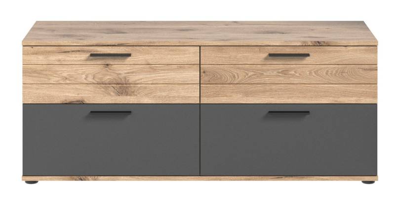 furnling Lowboard Moskau, 130 x 53 x 48 cm, in Eiche/Grau mit Softclose-Funktion, Sideboard von furnling