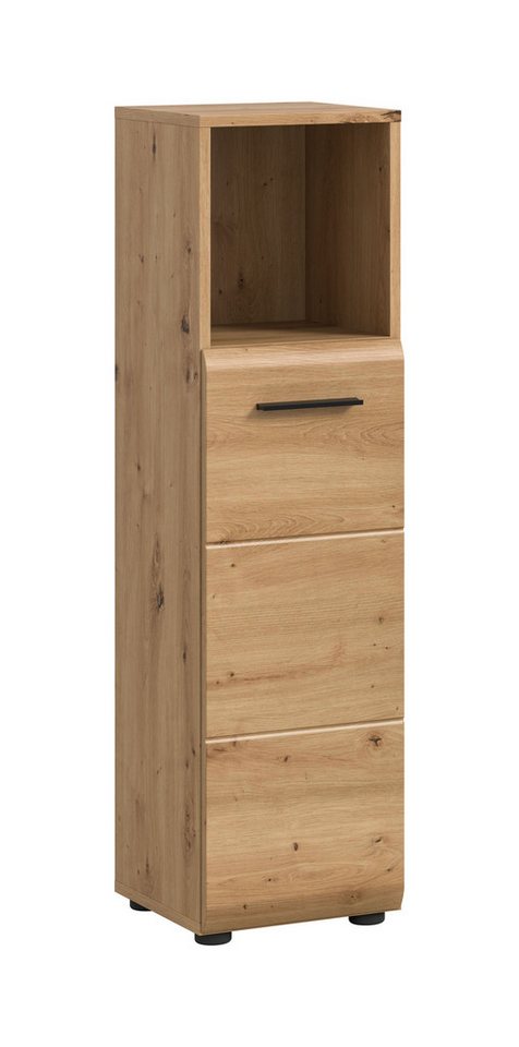 furnling Stauraumschrank Ivy Compact Midischrank mit offener Ablage & Tür, platzsparender Badschrank von furnling