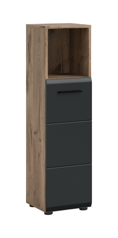 furnling Stauraumschrank Ivy Compact Midischrank mit offener Ablage & Tür, platzsparender Badschrank von furnling