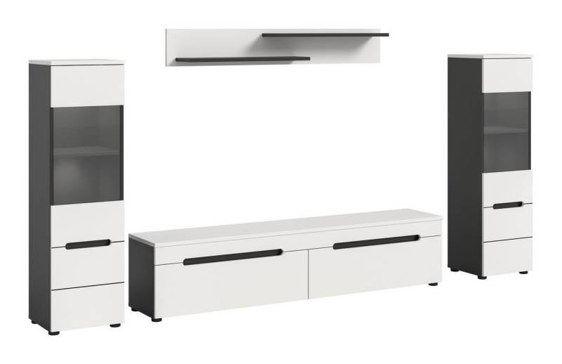 furnling Wohnzimmer-Set Cano, (4-St., Lowboard, 2 Vitrinen, Wandboard), Wohnzimmermöbel, mit LED-Beleuchtung, Breite 272 cm von furnling