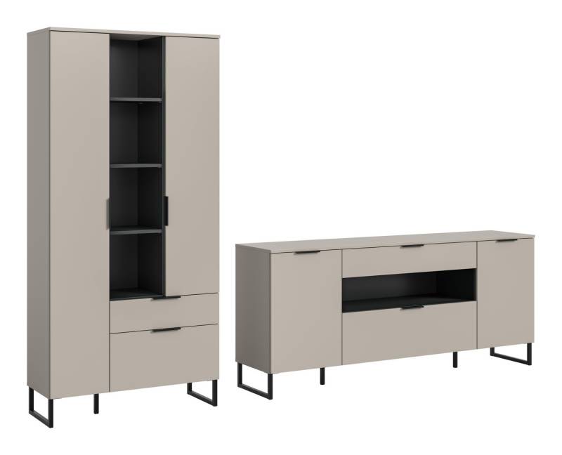 furnling Wohnzimmer-Set Nuvia, (2-St., bestehend aus Sideboard, Stauraumschrank), Wohnzimmerschränke, Wohnzimmer-Set, Breite 290 cm von furnling