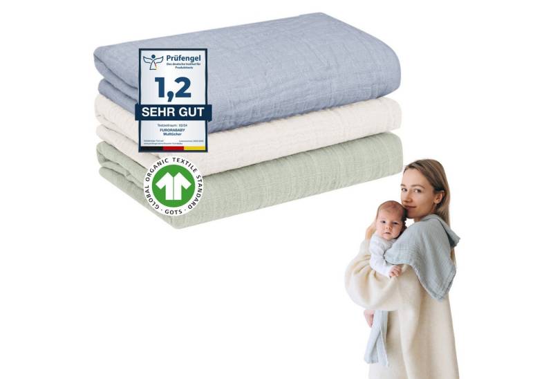 furora BABY Spucktuch Baby Mulltücher Sets (Bio-Musselin: super soft) 80x80cm oder 25x25cm, Sehr weich von furora BABY