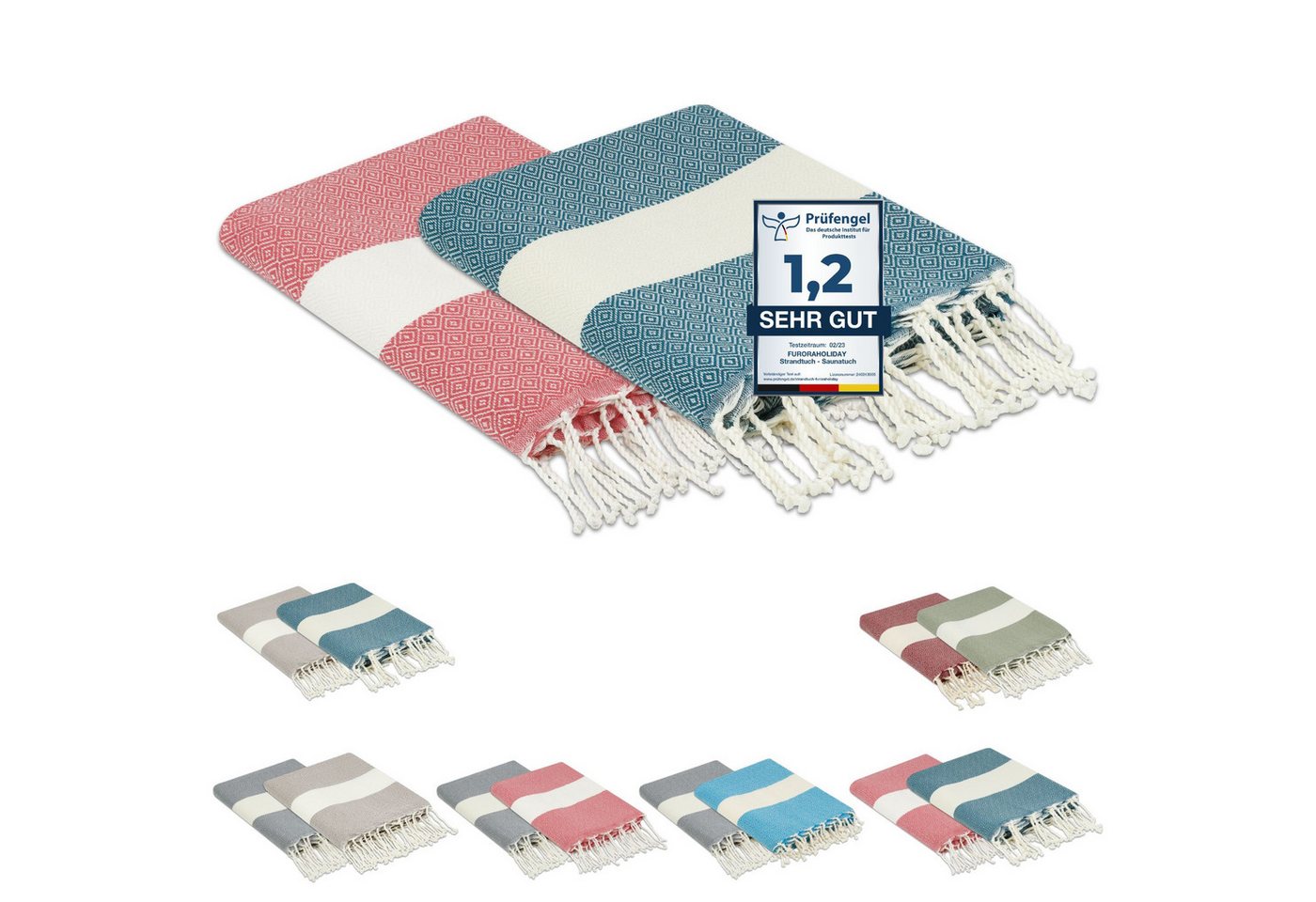 furora HOLIDAY Strandtuch groß 100x200 cm Strand Tuch, aus Baumwolle, Hamamtuch Badetuch, leicht, lang, dünn & kompakt furora HOLIDAY Strandtuch groß 100x200 cm Strand Tuch, aus Baumwolle, Hamamtuch Badetuch, leicht, lang, dünn & kompakt von furora HOLIDAY