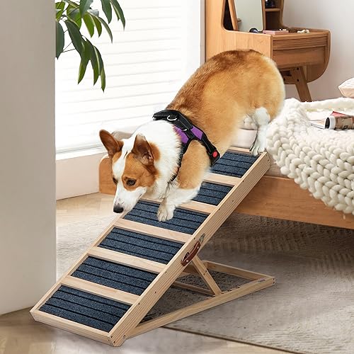 Furpal Hunderampe Klappbar aus Massivholz Höhenverstellbar mit abnehmbaren Anti-Rutsch-Leisten Für ältere Hunde & Katzen mit Mobilitätseingeschränkung Leicht & Tragbar für Auto, Sofa, Bett Furpal Hunderampe Klappbar aus Massivholz Höhenverstellbar mit abnehmbaren Anti-Rutsch-Leisten Für ältere Hunde & Katzen mit Mobilitätseingeschränkung Leicht & Tragbar für Auto, Sofa, Bett von furpal