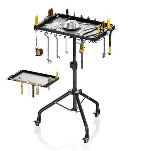 Futrue-Wolker Mobile Werkbank mit Rollen,Kleine Klappbare Werkbank für Garage,Faltbar Arbeitstisch für Fahrrad Reparatur Werkstatt Haushalt DIY (Höhe Verstellbar) von futrue-wolker