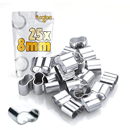 fuxton 25 STK Profi Seilklemme 8 mm Würgeklemmen aus Aluminium, rostfrei, für Expanderseil, Planenseil, Gummiseil von fuxton