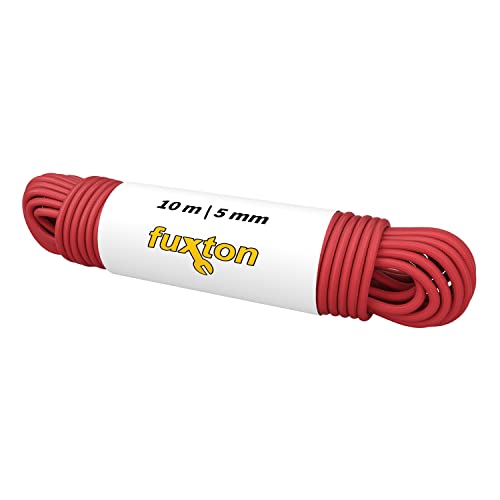 fuxton Gummiseil 5 mm 10 m rot, elastisch (Expanderseil, Gummiband, Gummischnur, Gummileine, Gummikordel, Planenseil, Spannseil, Seil Plane) von fuxton