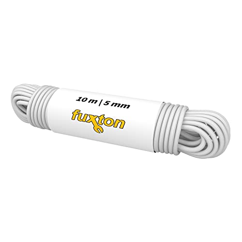 fuxton Gummiseil 5 mm 10 m schwarz - weiß, elastisch (Expanderseil, Gummiband, Gummischnur, Gummileine, Gummikordel, Planenseil, Spannseil, Seil Plane) von fuxton