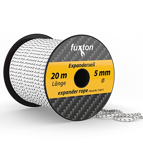 fuxton Gummiseil 5 mm 20 m schwarz - weiß, elastisch (Expanderseil, Gummiband, Gummischnur, Gummileine, Gummikordel, Planenseil, Spannseil, Seil Plane) von fuxton