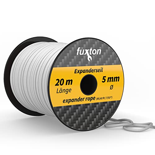 fuxton Gummiseil 5 mm 20 m weiß, elastisch (Expanderseil, Gummiband, Gummischnur, Gummileine, Gummikordel, Planenseil, Spannseil, Seil Plane) von fuxton