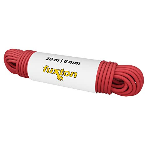 fuxton Gummiseil 6 mm 10 m rot, elastisch (Expanderseil, Gummiband, Gummischnur, Gummileine, Gummikordel, Planenseil, Spannseil, Seil Plane) von fuxton