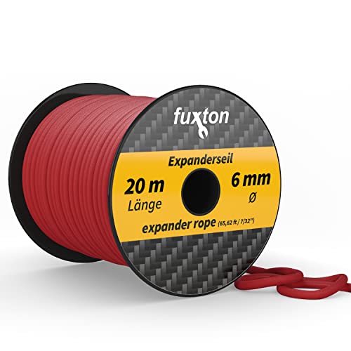 fuxton Gummiseil 6 mm 20 m rot, elastisch (Expanderseil, Gummiband, Gummischnur, Gummileine, Gummikordel, Planenseil, Spannseil, Seil Plane) von fuxton