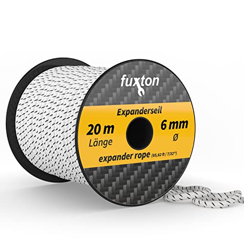 fuxton Gummiseil 6 mm 20 m schwarz - weiß, elastisch (Expanderseil, Gummiband, Gummischnur, Gummileine, Gummikordel, Planenseil, Spannseil, Seil Plane) von fuxton
