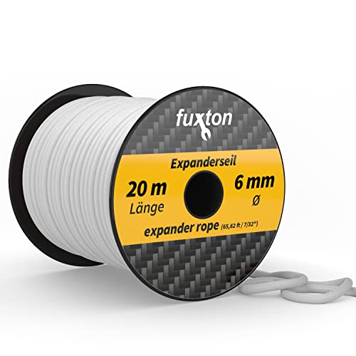 fuxton Gummiseil 6 mm 20 m weiß, elastisch (Expanderseil, Gummiband, Gummischnur, Gummileine, Gummikordel, Planenseil, Spannseil, Seil Plane) von fuxton