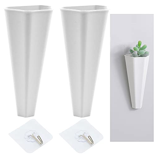 fuxunamz Wandvasen Pflanzer Hängende Blumentopf Dekor 10pcs-Weiß, Vase Hängetopf ohne Loch, Pflanzgefäße Kunststoff Wand Pflanz, Topf Gefäß Wandgefäß Blumentopf für Sukkulenten Zuhause Büro Garten von fuxunamz