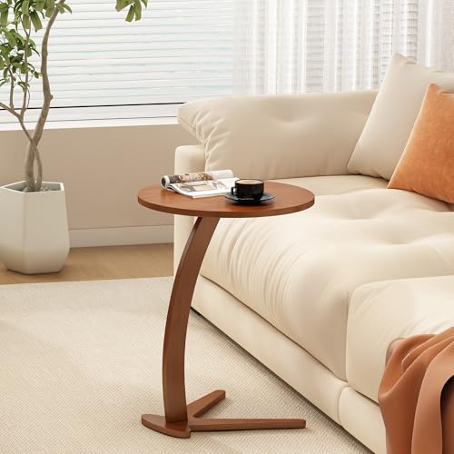Runder Beistelltisch aus Holz: 38,1 cm, moderner Beistelltisch mit natürlichem Massivholz, kleiner Nachttisch für Wohnzimmer, Schlafzimmer, Bauernhaus, kleine Räume (mittelgroß) von fuyao